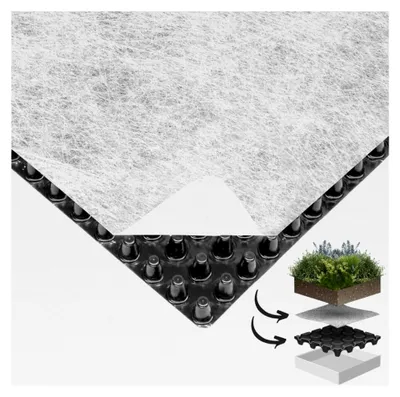 Produktbild von Drainagematte 100x100 cm – für Pflanzdach, Pflanzwanne, Hochbeet und Mülltonnenbox – Drainage gegen Staunässe und Wurzelfäule – einfache Verlegung – langlebig und anpassbar