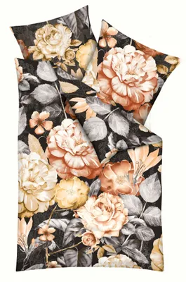 Produktbild von JACK by Kaeppel Fein Biber Bettwäsche 2 tlg 135x200cm Serena Anthrazit Oliv Rose Anthrazit