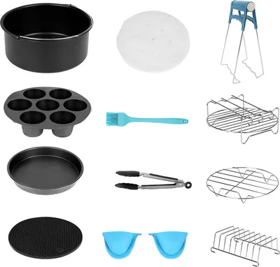 Produktbild von Heißluftfritteuse Zubehör 12tlg Fritteuse Set Heißluftfritteuse Zubehör für Luftfritteusen φ18cm
