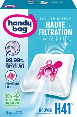 Immagine prodotto di Handy Bag H41, sacchetto per la polvere, cilindrico, bianco, Hoover, scatola da 4