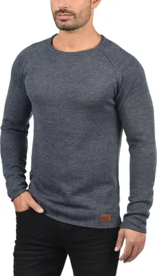 Produktbild von Blend BHDan Herren Strickpullover Feinstrick Pullover mit Rundhalsausschnitt Baumwollmischung Label-Patch Regular fit