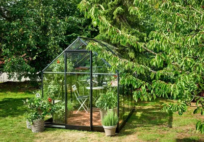 Produktbild von Gewächshaus Halls Qube 68 5,1 m² Sicherheitsglas 3 mm 198 x 259 cm schwarz