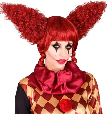 Productafbeelding van Halloween pruik dames, "Vintage clown", rood