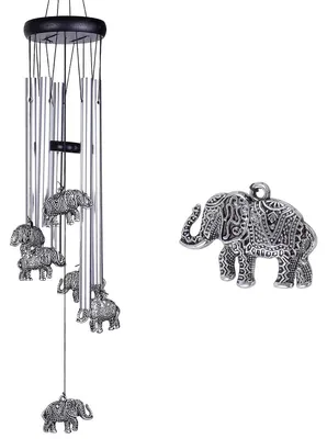 Produktbild von Elefanten-Windspiel für draußen mit 5 Rohren und romantischem Klang