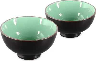 Obrázok produktu pre Matcha miska / Sada čajových misiek Matcha, 2x Matcha miska 250 ml, machovo zelená, vzor Craquelé
