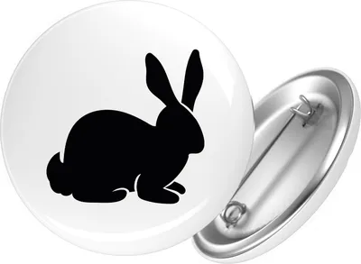 Produktbild von Huuraa Button Hase Kaninchen Silhouette 59mm rund mit Sicherheitsnadel Ansteckbutton Geschenkidee