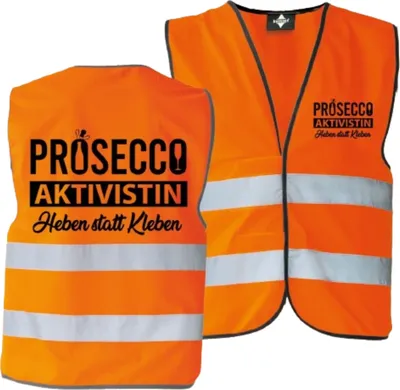 Produktbild von Prosecco Aktivistin Kostüm mit Sicherheitsweste – Damen, Karneval und Fasching Verkleidung Orange S