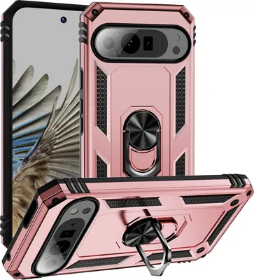 Image de Étui pour Google Pixel 10 / Pixel 10 Pro étui de protection militaire double couche avec support d'anneau et support Or rose