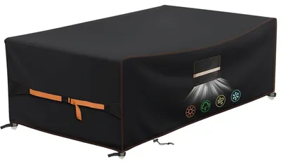 Zdjęcie produktu dla Plancha ochronna do mebli ogrodowych, materiał Oxford 420D, wymiary 270x180x89 cm, wodoodporna, czarna, z oknem wentylacyjnym