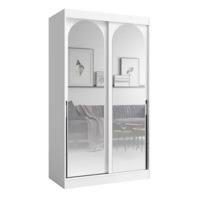 Immagine prodotto di PAWS MÖBEL Armadio scorrevole bianco 120x215x65 MONIDO con specchi moderno e funzionale, armadio per camera da letto, mobile