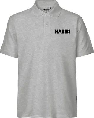 Produktbild von Huuraa Herren Polo Shirt Habibi Schatz Freund M Sport Grey Bio Baumwolle Fairtrade Poloshirt Geschenkidee