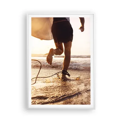 Produktbild von Gerahmtes Poster - Weißer Rahmen - Surfen Strand Freude - 70x100 cm - Wand Bild - Wanddeko - Wandbilder - Kunstposter - Wandposter - Bilderrahmen - Bilder - Kunstdruck - P2WPA70x100-4801