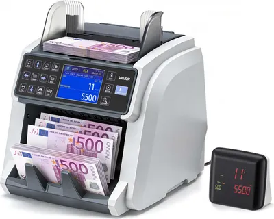 Produktbild von VEVOR Geldzählmaschine Banknotenzähler mit UV/MG/IR/DD/DBL/HLF/CHN Falschgelderkennung LED-Display, Wertzähler Unterstützt Mehrere Währungen & Gemischte Banknoten, Geldzähler Max. 1500 Banknoten/Min.