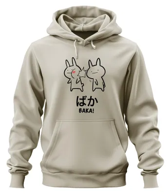 Produktbild von ばか BAKA! Anime Kawaii Hase Ohrfeige Otaku Manga Japan Hoodie Kapuzenpullover, Natur, M