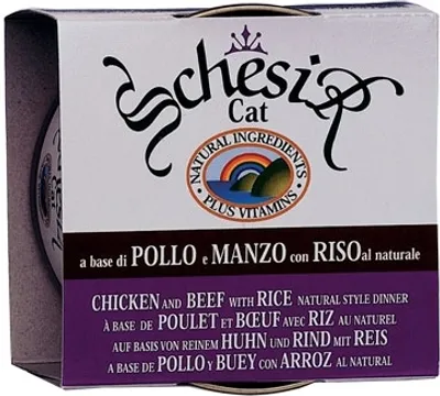 Produktbild von Schesir Natural Huhn, Rind mit Reis 85 gx24