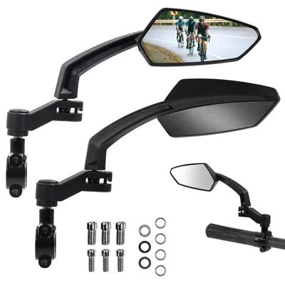 Immagine prodotto di Specchietto retrovisore per bicicletta, modello Lenker, HD, convesso, infrangibile, regolabile a 360°, adatto per mountain bike e e-bike, attacco da 21-26 mm, lato sinistro, colore nero