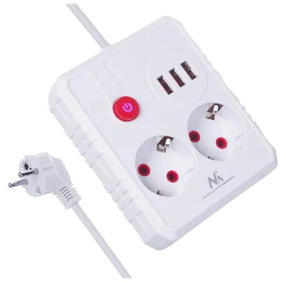 Productafbeelding van MCE387/8 stekkerdoos met 2 stopcontacten en 3xUSB