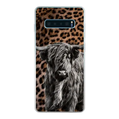 Produktbild von MuchoWow® Handyhülle Schutzhülle Hülle für Samsung Galaxy S10 Lite Schottischer Highlander - Pantherdruck - Schwarz - Weiß Silikon Softcase Handy Hülle - Schutz