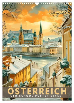 Produktbild von Österreich - Old School Poster Style (Wandkalender 2027 DIN A3 hoch), CALVENDO Monatskalender