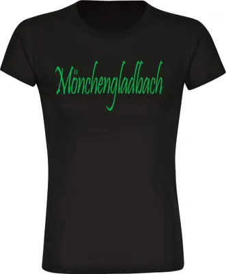 Produktbild von multifanshop Damen T-Shirt - Mönchengladbach - Schriftzug, schwarz, Größe XXL
