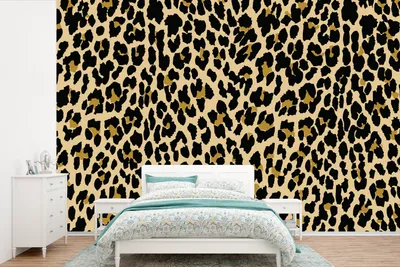 Produktbild von MuchoWow® Fototapete für Wohnzimmer oder Schlafzimmer Wandtapete Vinyl Motivtapete Leopardenmuster - Design - Gelb - 330x220 cm - Fototapeten