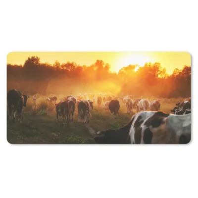Produktbild von MuchoWow® Schreibtischunterlage Kühe - Sonnenuntergang - Wiese - Tiere 80x40 cm - XXL Mauspad - Gaming Mauspad