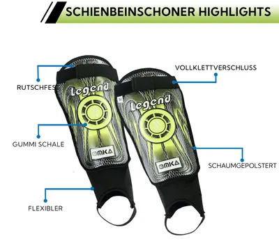 Produktbild von Legend Schienbeinschoner Schienbeinschützer Shin Guard Fußball Knöchelschutz, Größe:S, Farbe:Gelb