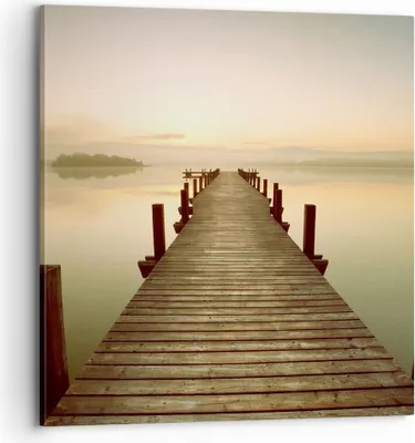 Produktbild von Bild auf Leinwand - Leinwandbild - Brücke See - 70x70cm - Wand Bild - Wanddeko - Wandbilder - Leinwanddruck - Bilder - Kunstdruck - Wanddekoration - Leinwand bilder - Wandkunst - AC70x70-3625