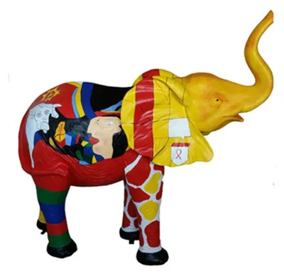 Zdjęcie produktu dla Design Statues Kolorowa Figura Malowana Statua Słonia Dekoracja Ogrodu 160x160cm Rzeźba