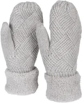 Produktbild von styleBREAKER Damen warme Winter Strick Fäustlinge, Handschuhe mit Rauten Muster, Thermo Fleece, Strickhandschuhe 09010031