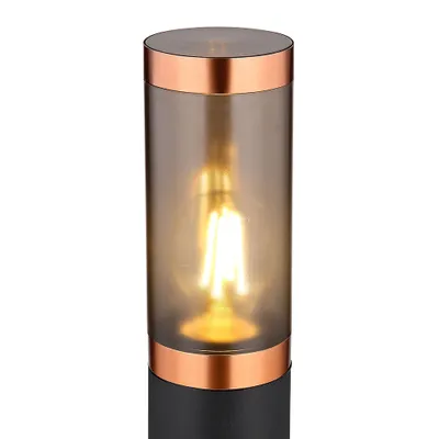 A close-up studio shot of a modern floor lamp.