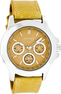 Produktbild von Oozoo Armbanduhr gelb Leder Timepieces Damen Analog-Quarzuhr UOC6185A