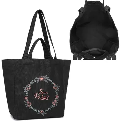 Productafbeelding van Damen Shopper, grote tote bag, canvas, zwart, 31x15x32 cm
