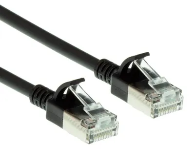 Immagine prodotto di ACT Black 1,5 metri LSZH U/FTP CAT6A cavo patch slimline per datacenter senza strappi con connettori RJ45 (