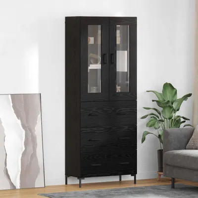 Obrázok produktu pre vidaXL Vysoká komoda, 2 kusy, čierna, vzhľad dubu, 69,5 x 34 x 180 cm