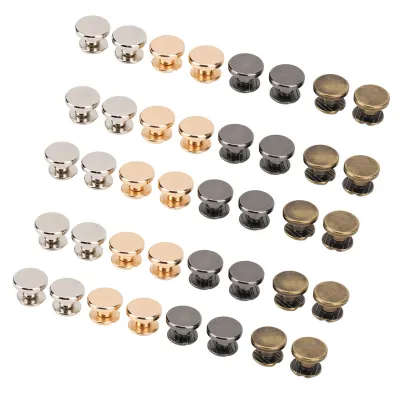 Obrázek produktu pro 40 kusů DIY vázacích šroubů, 4 barvy, plochá hlava, 9 x 5 mm, hladký povrch, kovové chicagské šrouby na opasky, kabelky, boty a oděvy