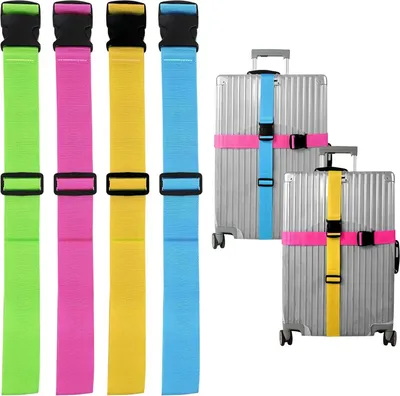 4er Kofferband Set bunt - Koffergurte für Koffer & Gepäck zum Reisen, (Set, 4-tlg., 4x Kofferband), 4 bunte Farben