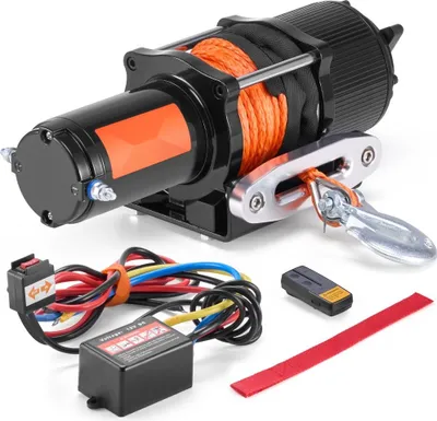 Immagine prodotto di Verricello elettrico a cavo 12V - Verricello elettrico da 2041 kg - Verricello motorizzato per fuoristrada e ATV - Verricello pesante per fuoristrada