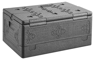 Produktbild von SucceBuy Thermobox Faltbar 38 L, Isolierbox für Warm- und Kalthaltung, EPP-Behälter 600 x 405 x 265 mm, Transportbox für Lebensmittel und Getränke mit Deckel, Wiederverwendbarer Thermobehälter, Grau