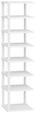 Immagine prodotto di Scaffale verticale per scarpe, 8 ripiani, stretto, 28x28x135 cm, bianco