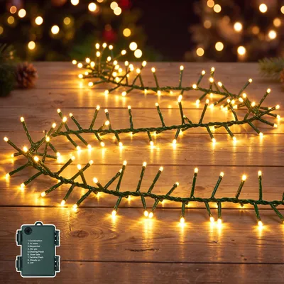 Cluster-Lichterkette 200 LEDs 5 m warmweiß IP44 Timer 8 Modi
