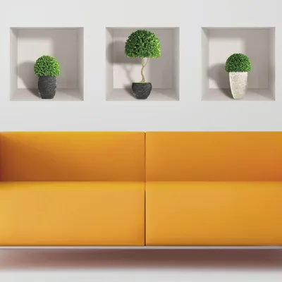 Obrázek produktu pro 3D samolepky s motivem rostlin, zimostrázové květináče, 30 x 90 cm