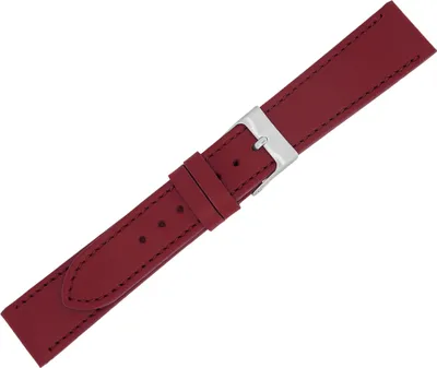Produktbild von Minott Uhrenarmband Kalbsleder bordeaux Ton in Ton Naht Verlauf flach , Stegbreite:16mm, Schließe:Silbern