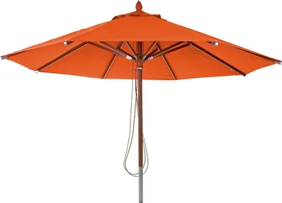 Produktbild von Gastronomie Holz-Sonnenschirm MCW-C57, Gartenschirm, Polyester/Holz 16kg, rund Ø4m Seilzug stoßsicher  terracotta