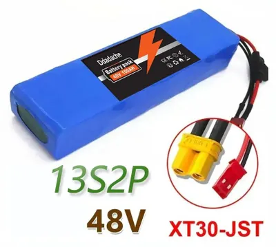 Produktbild von 48V 100Ah Lithium-Ionen-Akku - E-Bike/E-Scooter Akkupack - 13S mit BMS - XT30 + JST Stecker - 238×48×68 mm