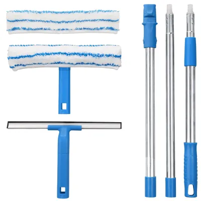 Fensterwischer mit Teleskopstange 146 cm, Silikon-Abzieher, Mikrofaser, 2-in-1