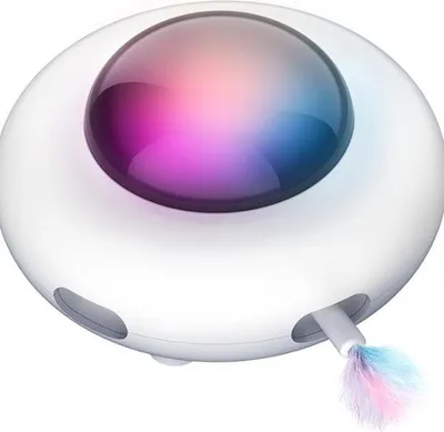 Produktbild von Interaktives Katzenspielzeug für Hauskatzen mit rotierender Feder, interaktives elektronisches UFO-Katzenspielzeug (Smart-Modus, geräuscharm, automatische Abschaltung, zufällige Bewegung