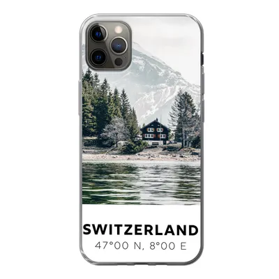 Produktbild von MuchoWow® Handyhülle Schutzhülle Hülle für iPhone 12 Pro Max Schweiz - Berg - Chalet Silikon Softcase Handy Hülle - Hartschale
