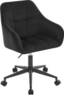 Produktbild von WOLTU Bürohocker Homeoffice Stuhl, Schminkstuhl, höhenverstellbar, mit Armlehnen Samtsitz : Schwarz+Schwarz Farbe: Schwarz+Schwarz