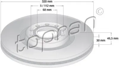Produktbild von 2x TOPRAN Bremsscheibe 110 432 vorne für AUDI A4 Avant (8ED B7) 46 5mm 320mm